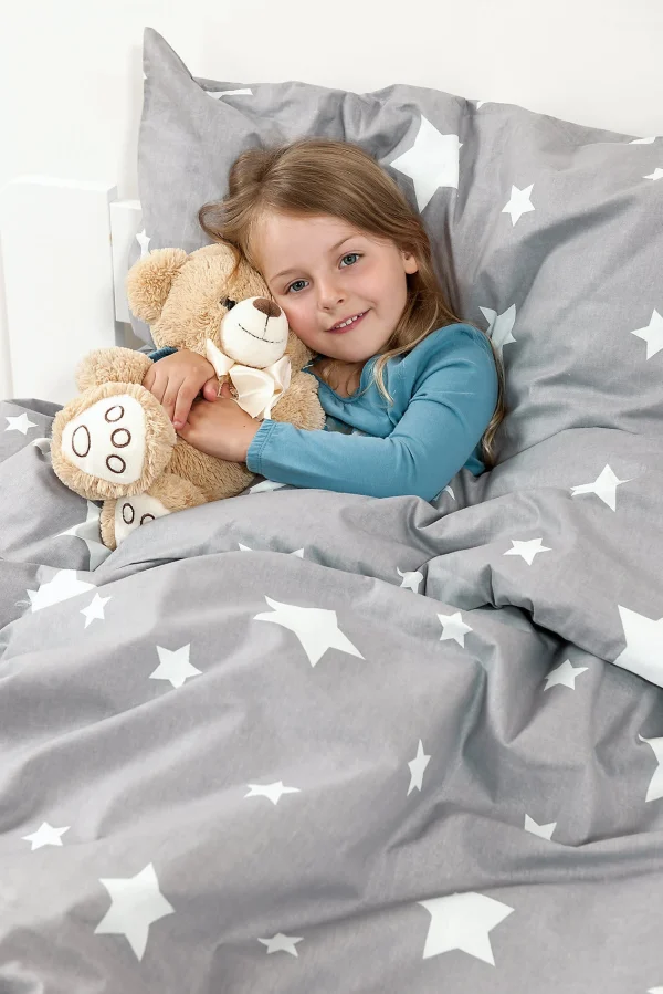 MyToys COLLECTION Kinderbettwäsche Sternchen, Flanell, Grau, 135 X 200 Cm + 80 X 80 Cm… 1